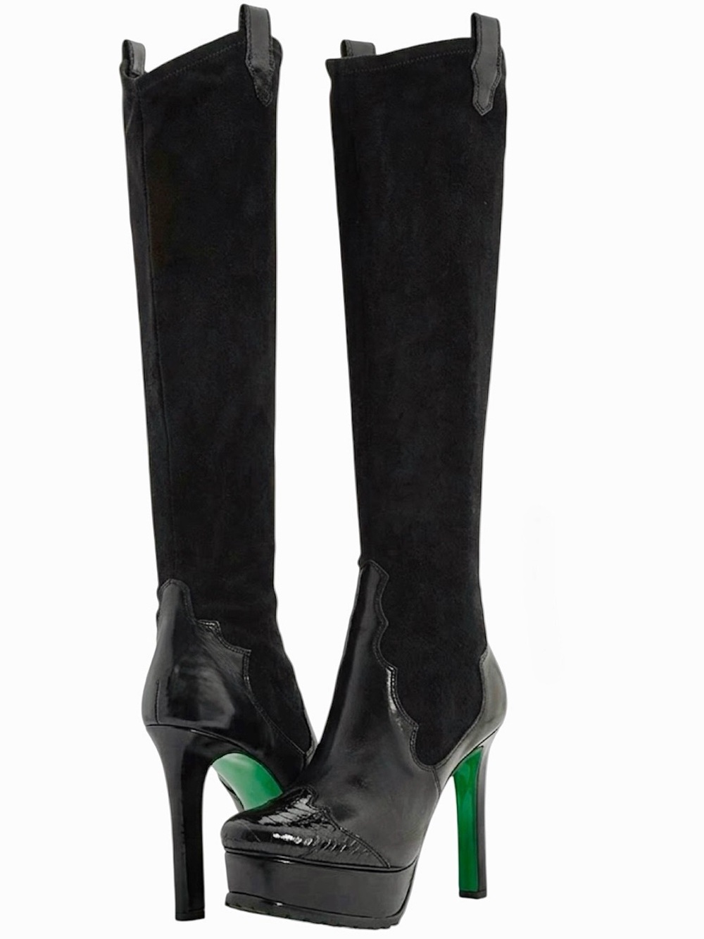 Lisa for Donald J Pliner Rune Platform Knee High Boots Black Suede Leather 8.5M